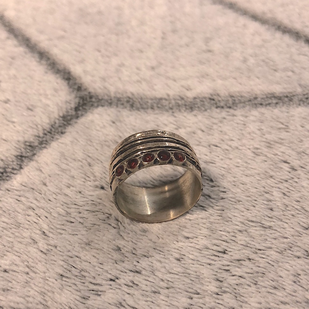 (SOLD) Red stone silver ring